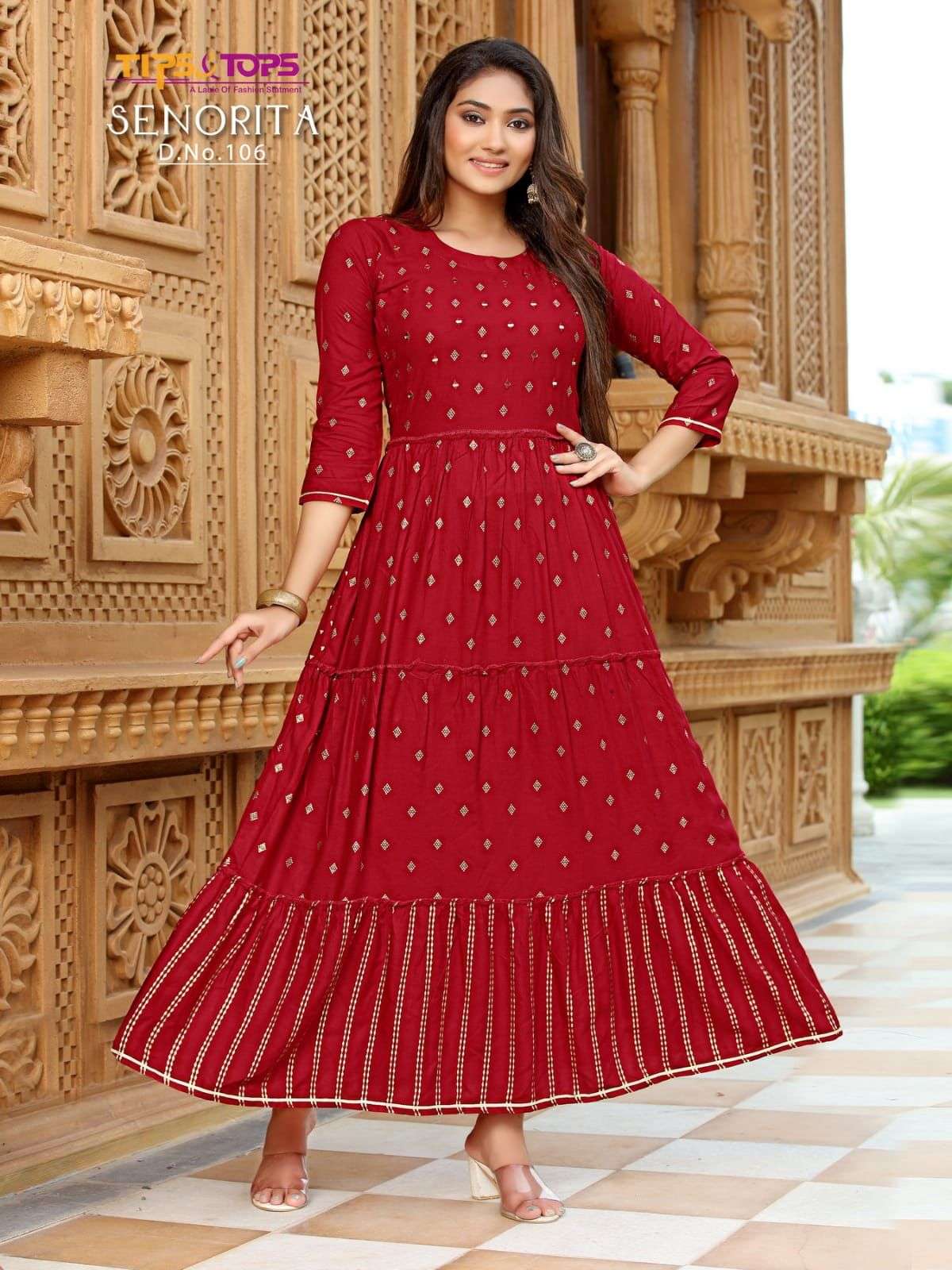TIPS & TOPS SENORITA ANARKALI REYON PRINTED FLAIR GOWNS NEW CATALOGUE (3)
